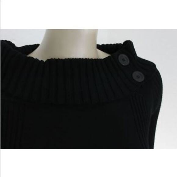 Nine West Black Ribbed Button Wide Neck Sweater Size L - Picture 3 of 4